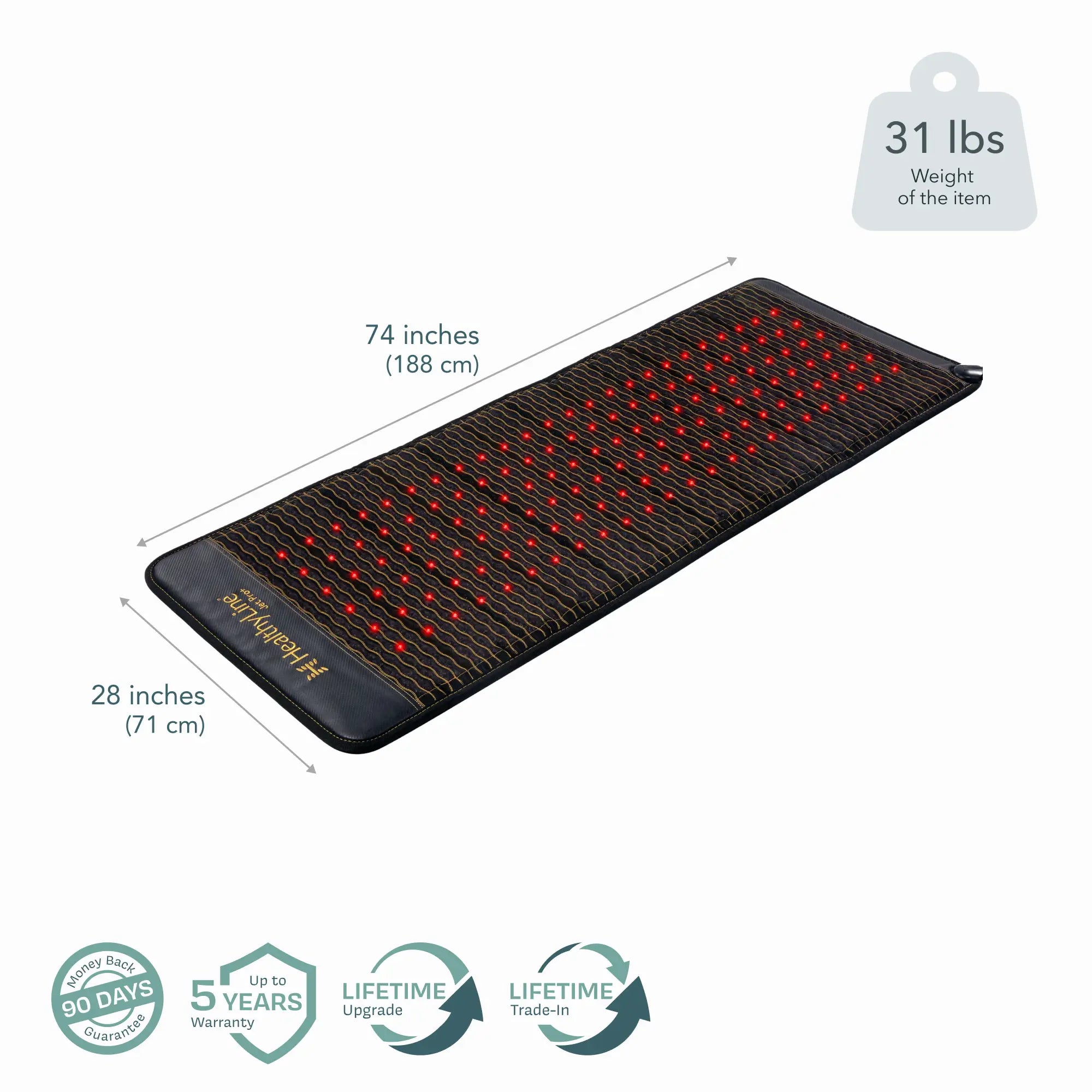 HealthyLine Jet Series PEMF Far Infrared Heating Pad, 72x24-inch heating mat with PEMF therapy for pain relief and relaxation.