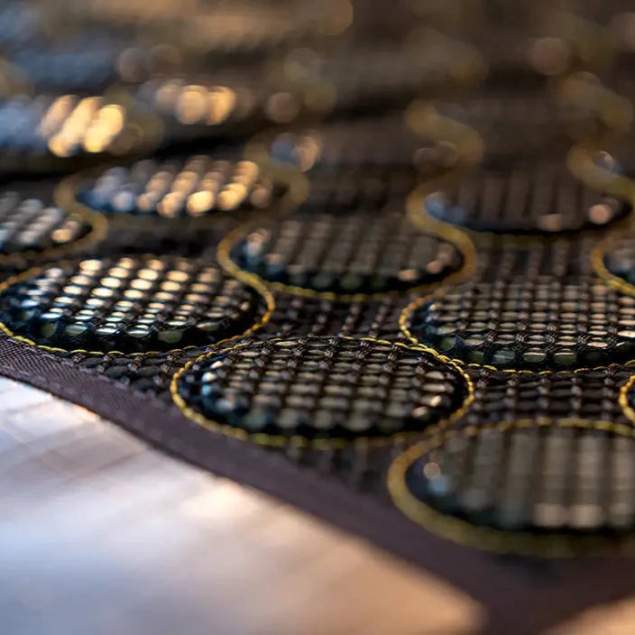 HealthyLine MESH Series Far Infrared Heating Pad, 72x24 inches, black heating mat with mesh design for therapeutic warmth.