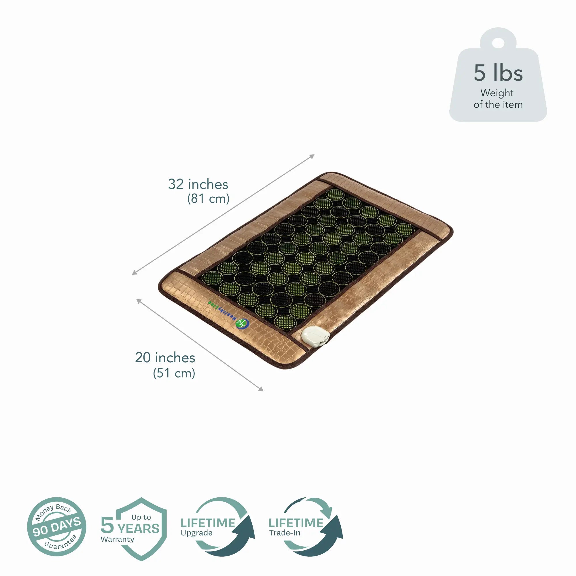 HealthyLine MESH Series Far Infrared Heating Pad, 72x24 inches, black heating mat with mesh design for pain relief and warmth.