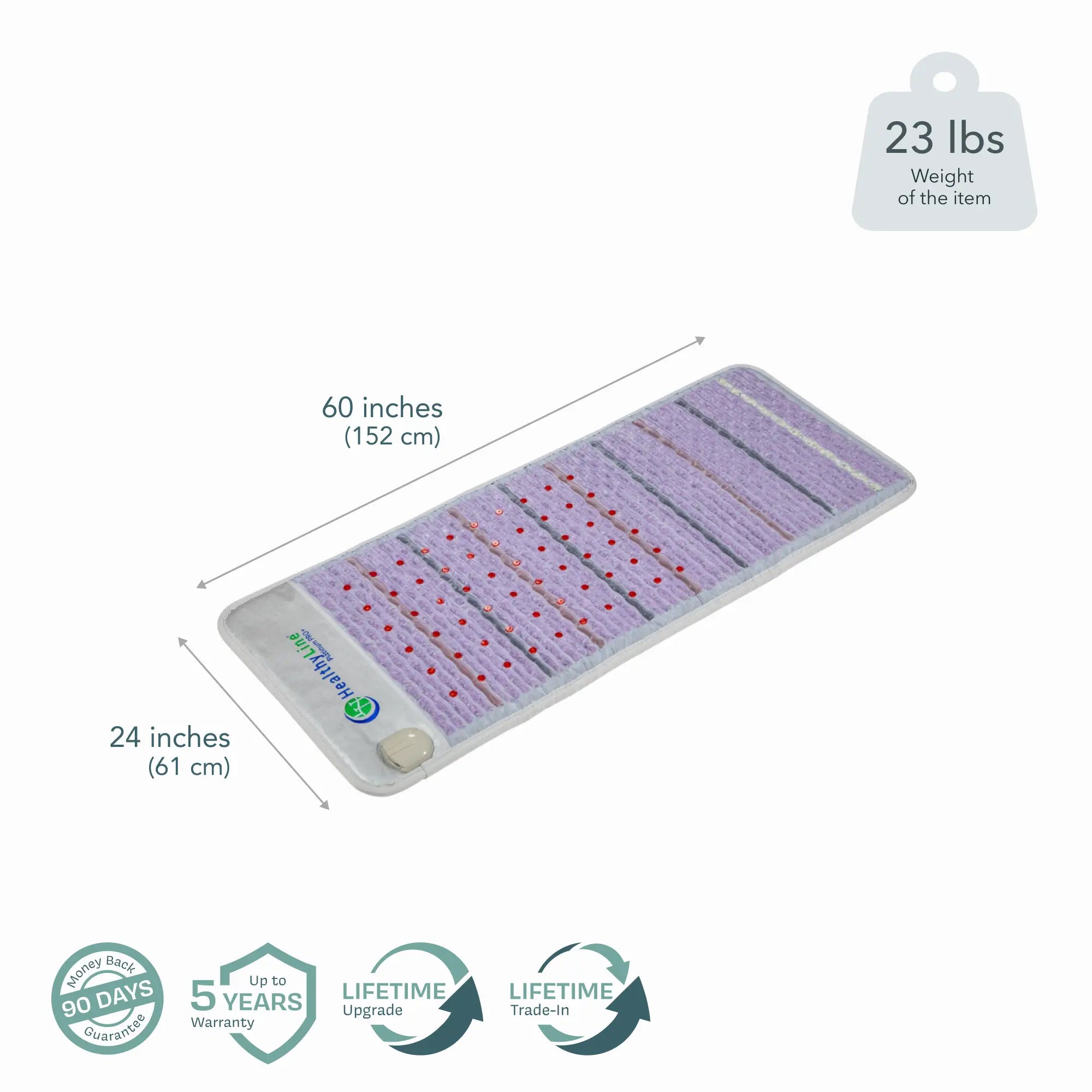 HealthyLine Platinum Series PEMF Far Infrared Heating Mat, 72x24-inch heating pad for pain relief and relaxation.