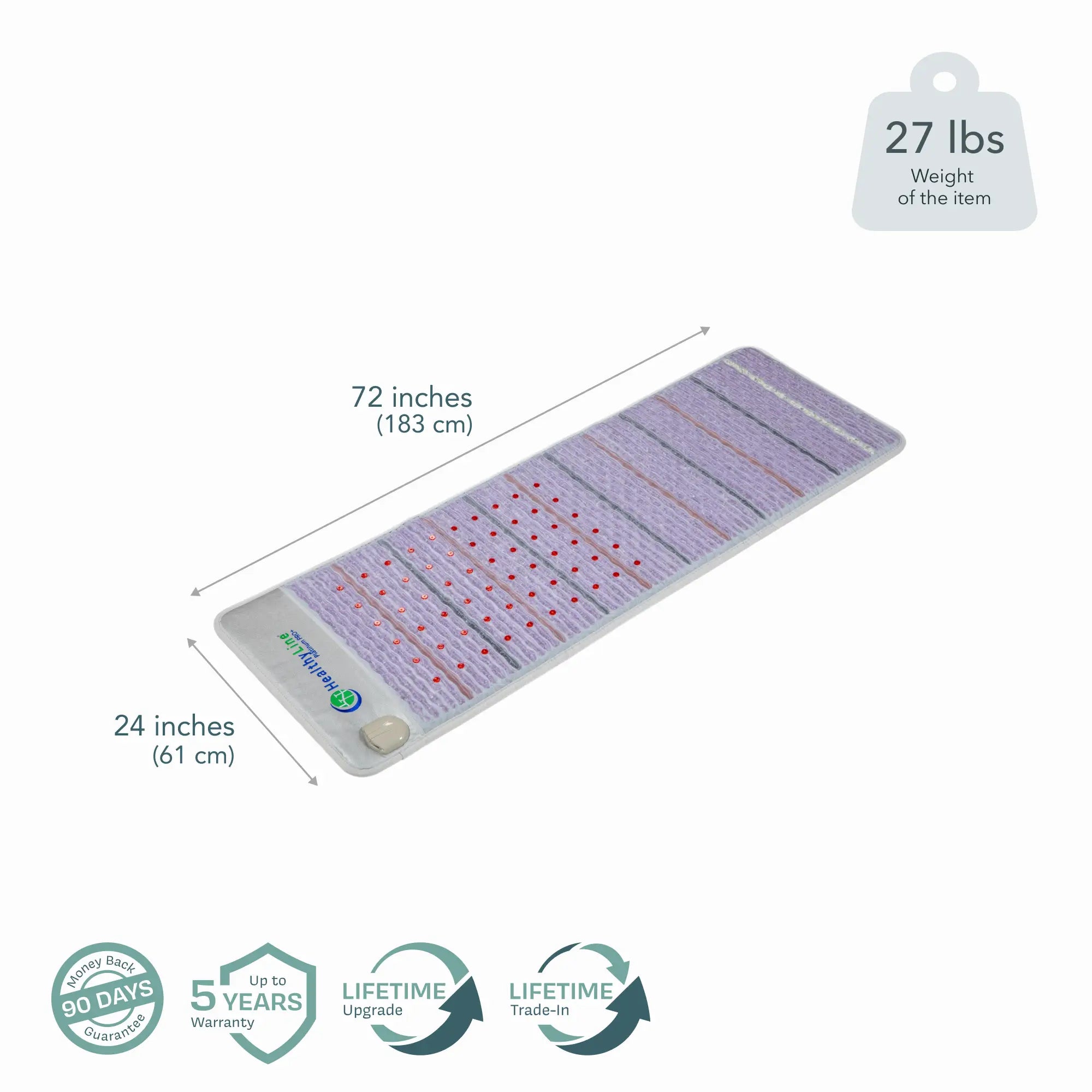 HealthyLine Platinum Series PEMF Far Infrared Heating Mat, 72x24-inch heating pad with far infrared therapy for pain relief.