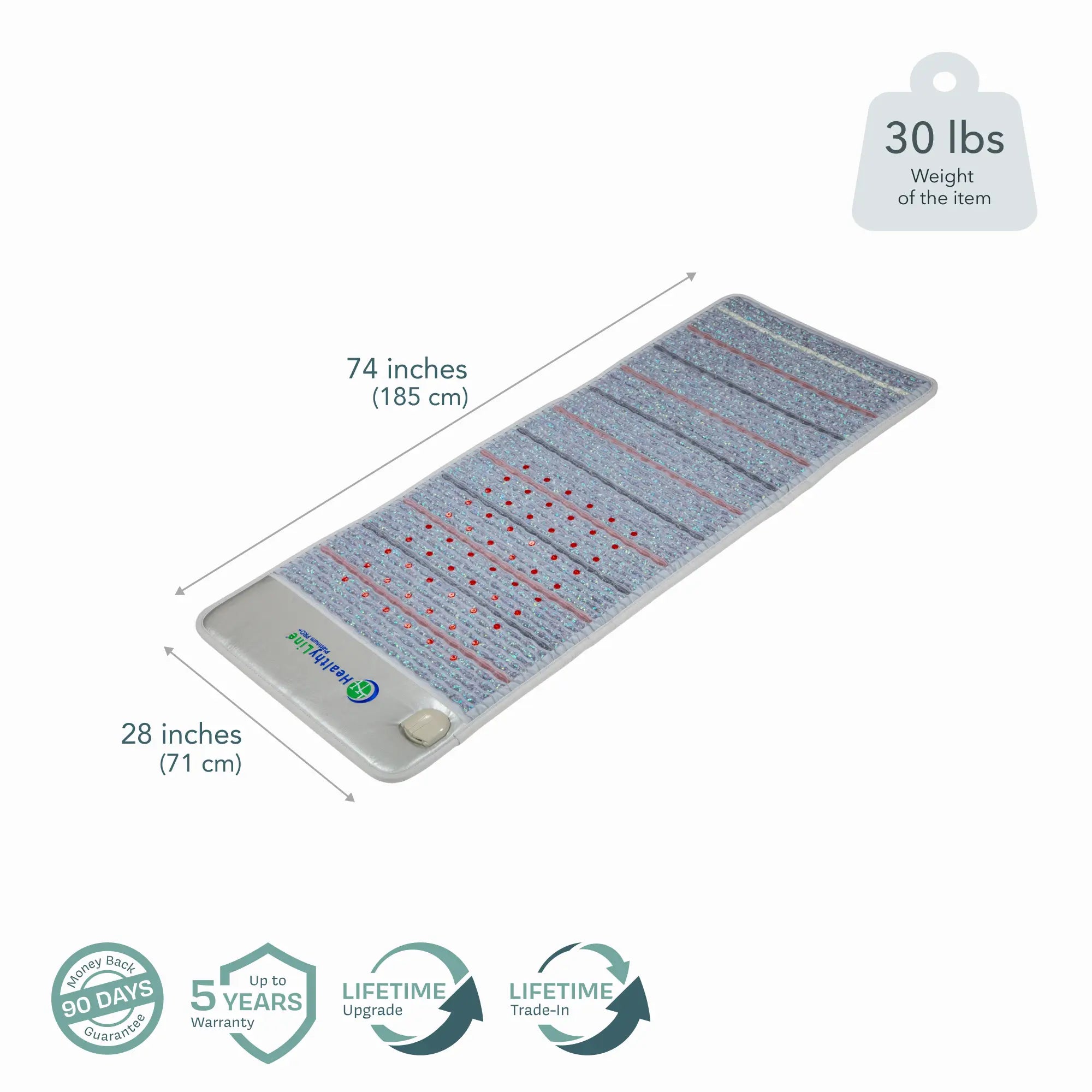 HealthyLine Platinum Series PEMF Far Infrared Heating Pad, 72x24 inch heating mat with advanced infrared and PEMF therapy features.