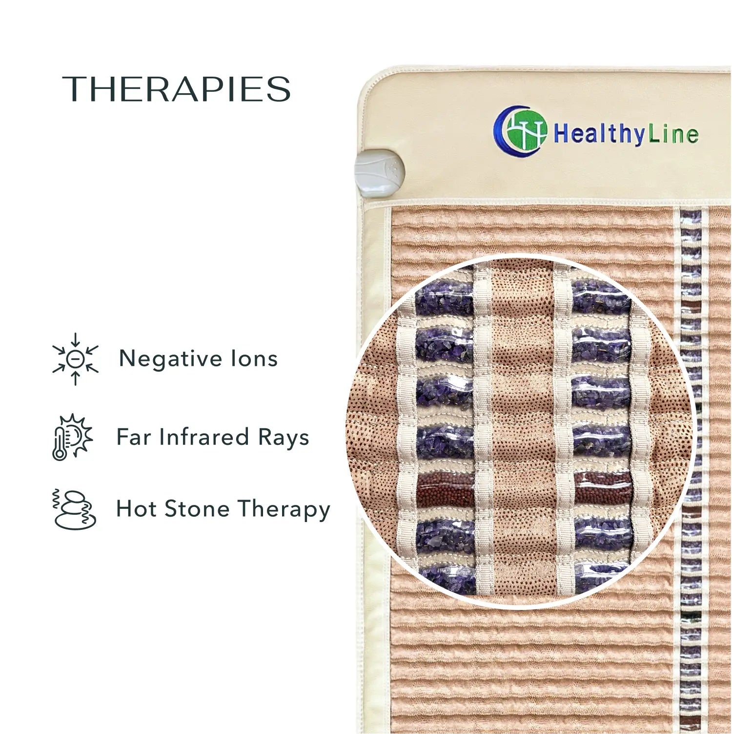 HealthyLine Rainbow Chakra 360 Wrap Set heating pad with colorful chakra design, 74x28 inches, for soothing thermal therapy.