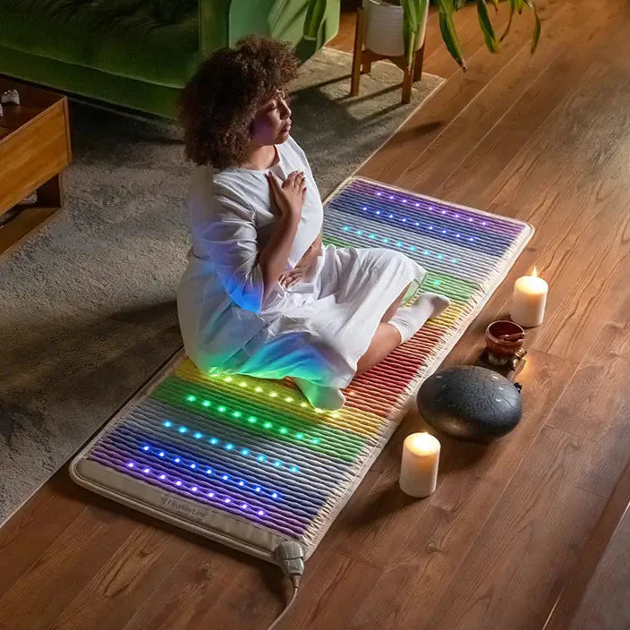 HealthyLine Rainbow Chakra Series PEMF Far Infrared Heating Pad, 74x28 inches, for soothing heat therapy and chakra balancing.