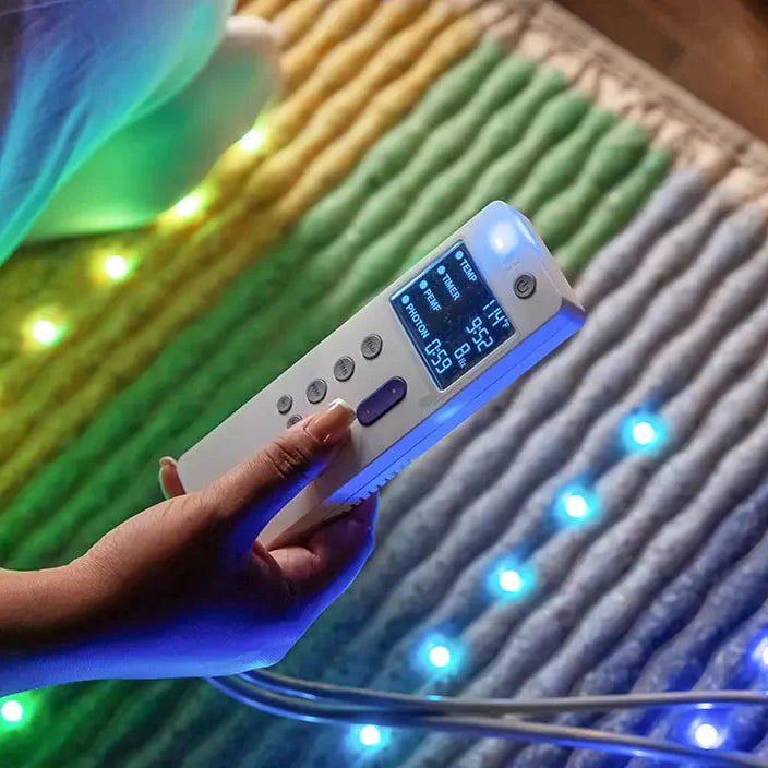 HealthyLine Rainbow Chakra Series PEMF Far Infrared Heating Pad, 74x28 inch, for pain relief and relaxation.