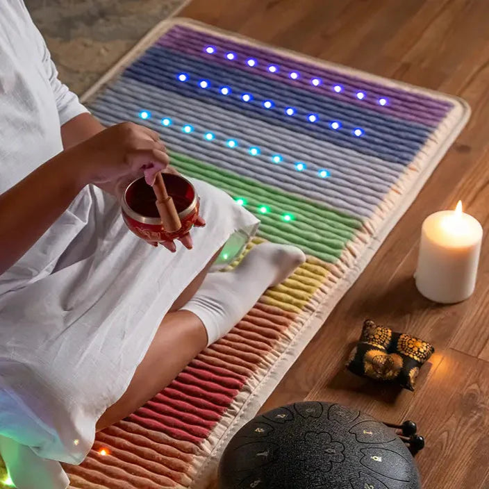 HealthyLine Rainbow Chakra Series PEMF Far Infrared Heating Pad, 74x28 inches, third edition, for pain relief and relaxation.