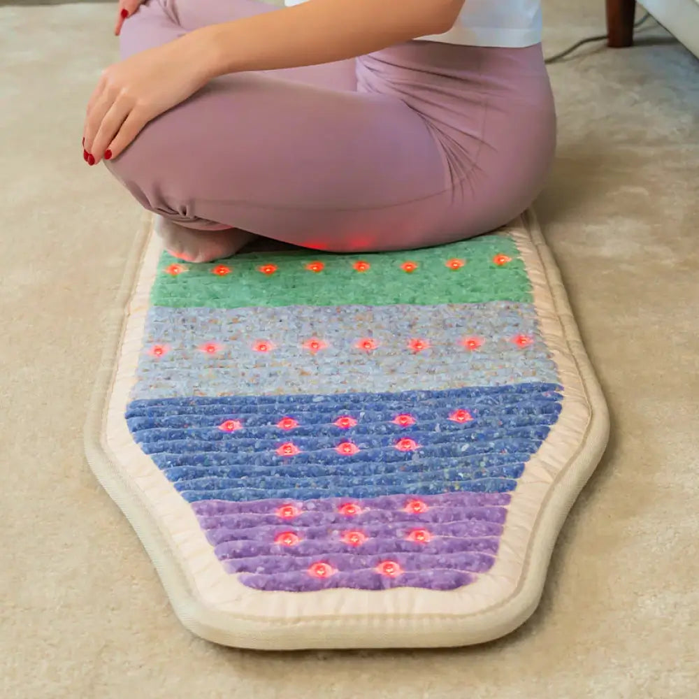 HealthyLine Rainbow Chakra Series PEMF Far Infrared Heating Mat, 74x28 inches, for therapeutic heat and chakra balancing.