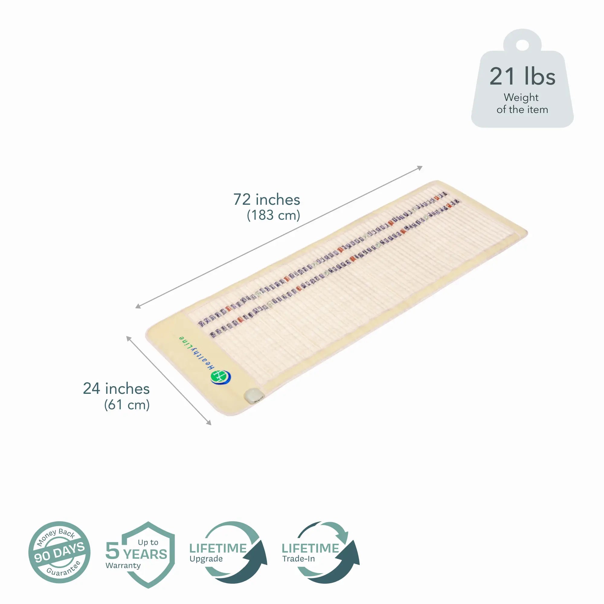 HealthyLine SOFT Series Far Infrared Heating Pad, 72x24 inches, soft heating mat for pain relief and relaxation.