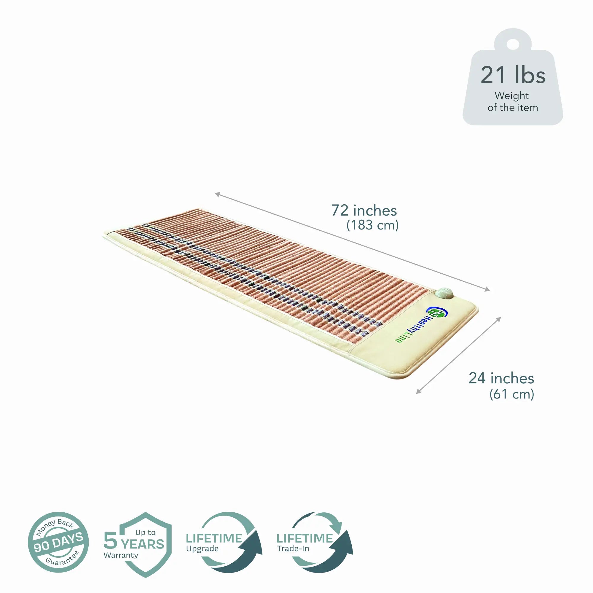 HealthyLine SOFT Series infrared heating pad, 72x24 inches, soft fabric, Far Infrared heating mat for pain relief and relaxation.