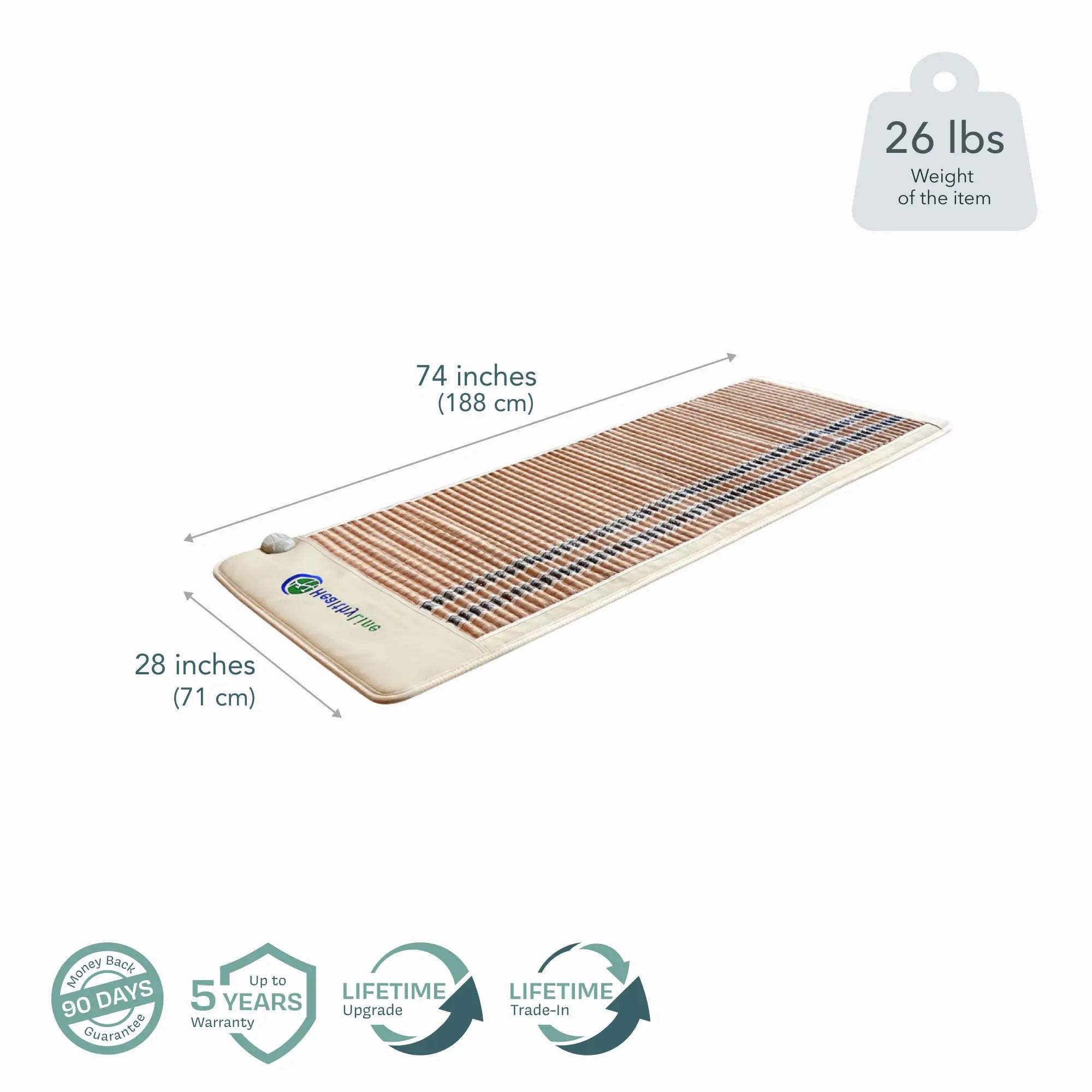 HealthyLine SOFT Series Far Infrared Heating Pad, 72x24-inch soft mat for soothing heat therapy and pain relief.