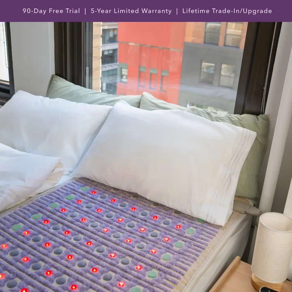 HealthyLine TAJ Bed Series heating pad on a mattress topper, designed for heating and comfort in queen size.