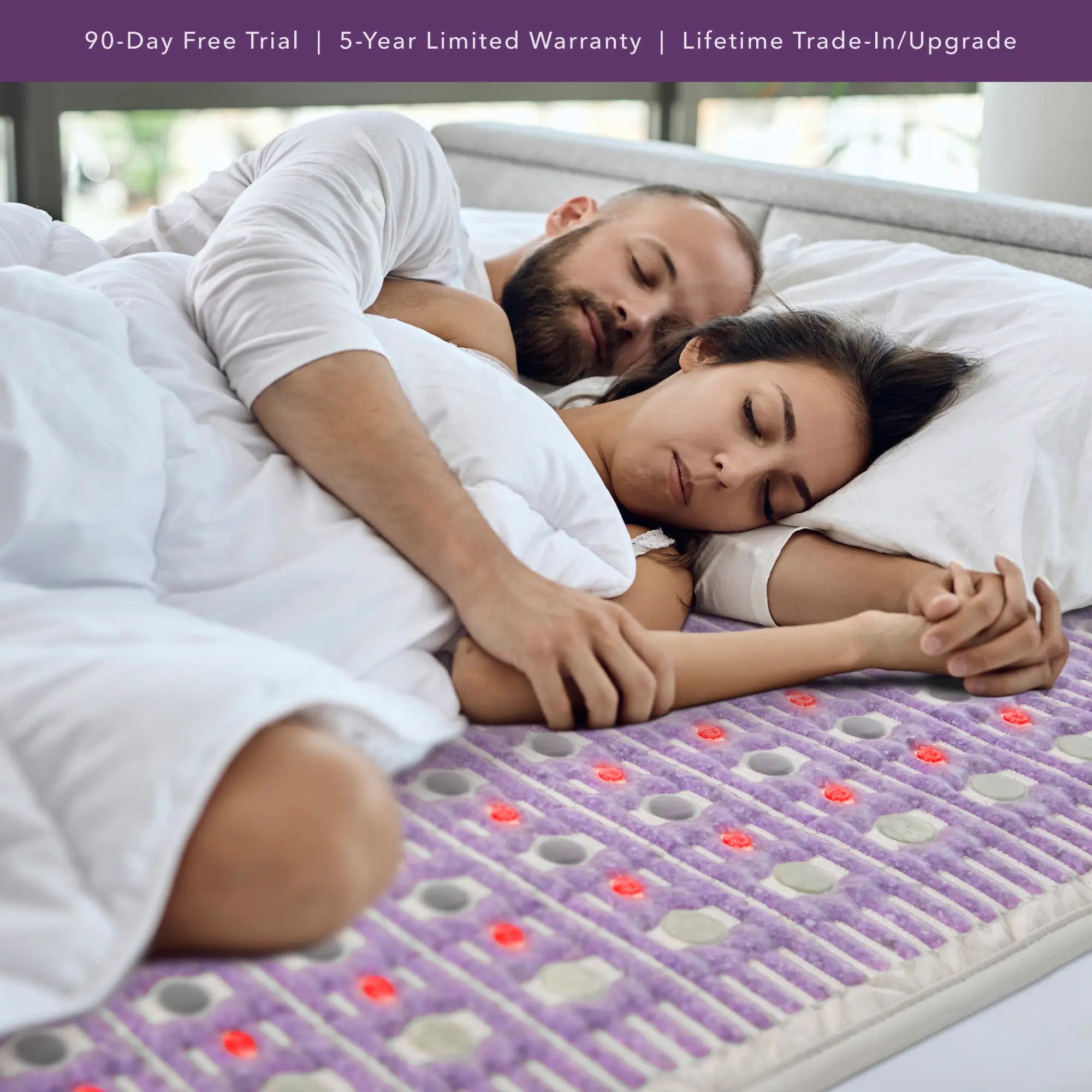 HealthyLine TAJ Bed Series heating pad on mattress topper, 110V queen size, with heating elements for comfort and warmth.