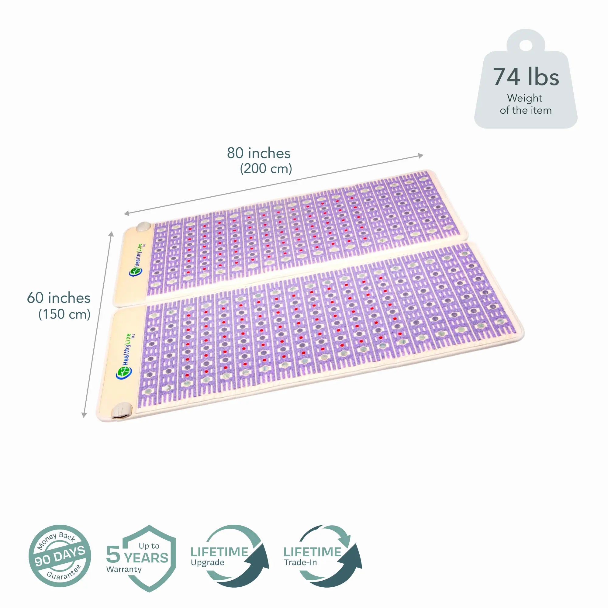 HealthyLine The TAJ Bed Series heating pad for mattresses, 110V queen size, with heating elements for added comfort.