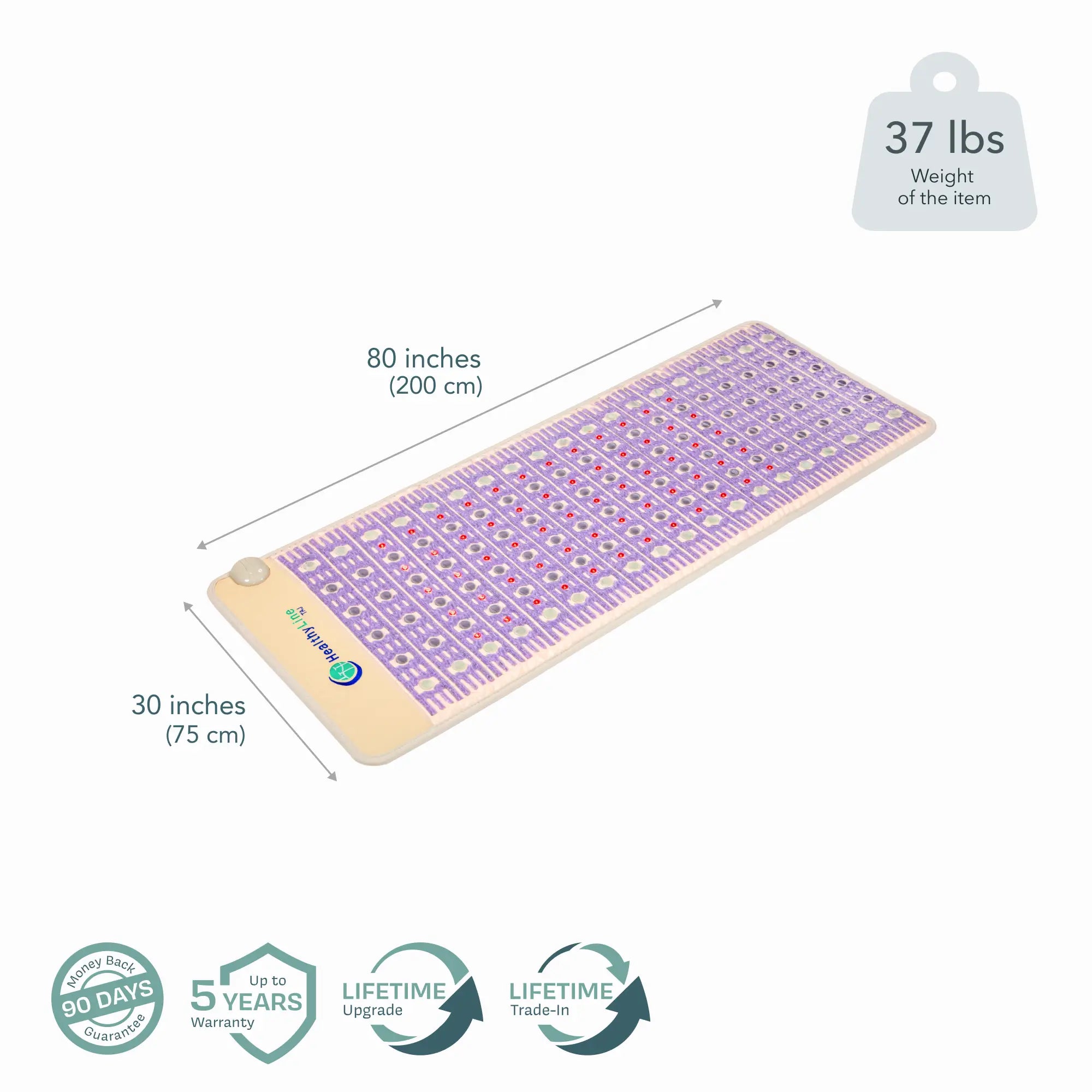 HealthyLine TAJ Bed Series heating pad on queen mattress topper, designed for soothing heat therapy and comfort.