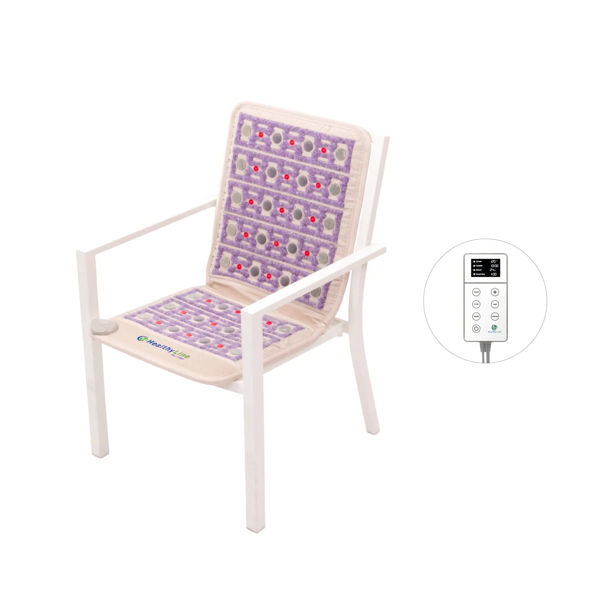 HealthyLine TAJ Series PEMF Far Infrared Heating Pad, 72x24 inch heating mat with plush fabric and control panel.