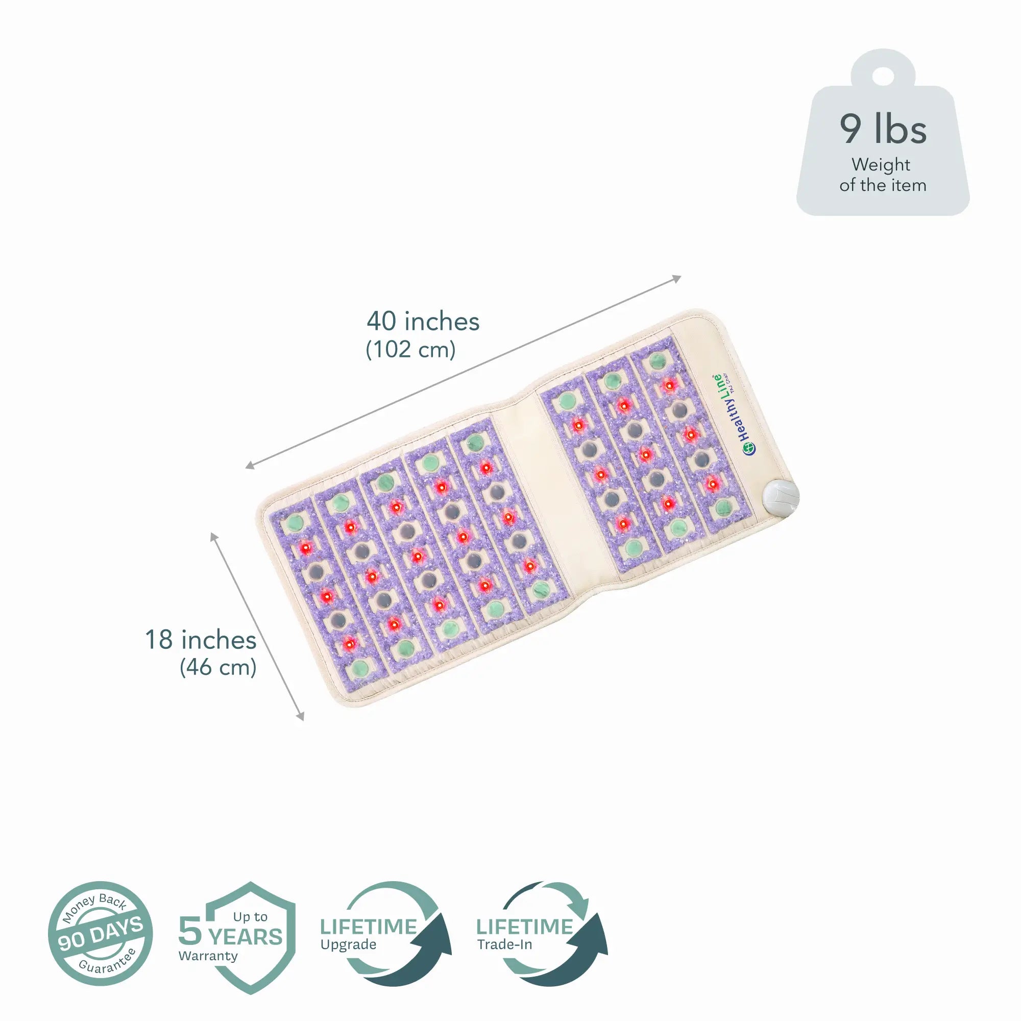 HealthyLine TAJ Series PEMF Far Infrared Heating Pad, 72x24 inch heating mat with PEMF therapy and infrared heating features.