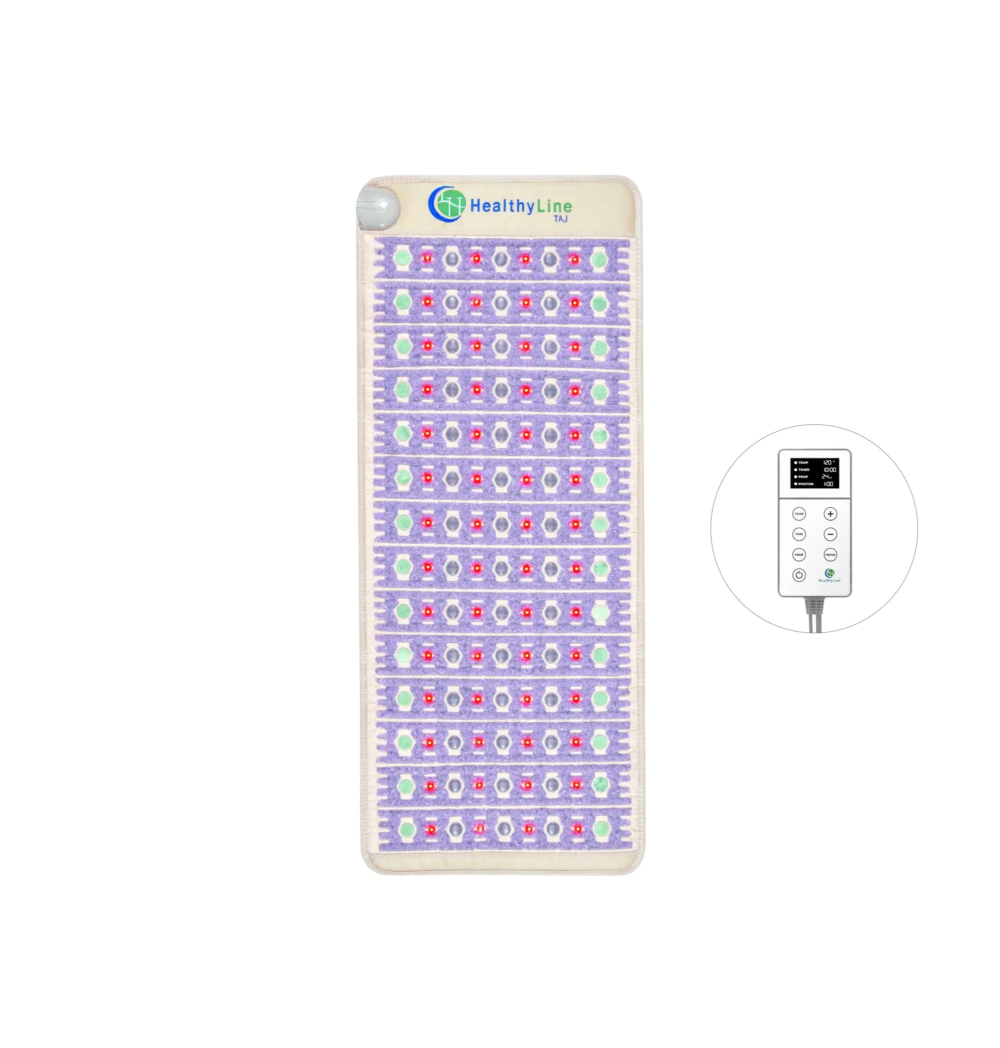 HealthyLine TAJ Series PEMF Far Infrared Heating Mat, 72x24-inch heating pad with infrared therapy and PEMF technology.