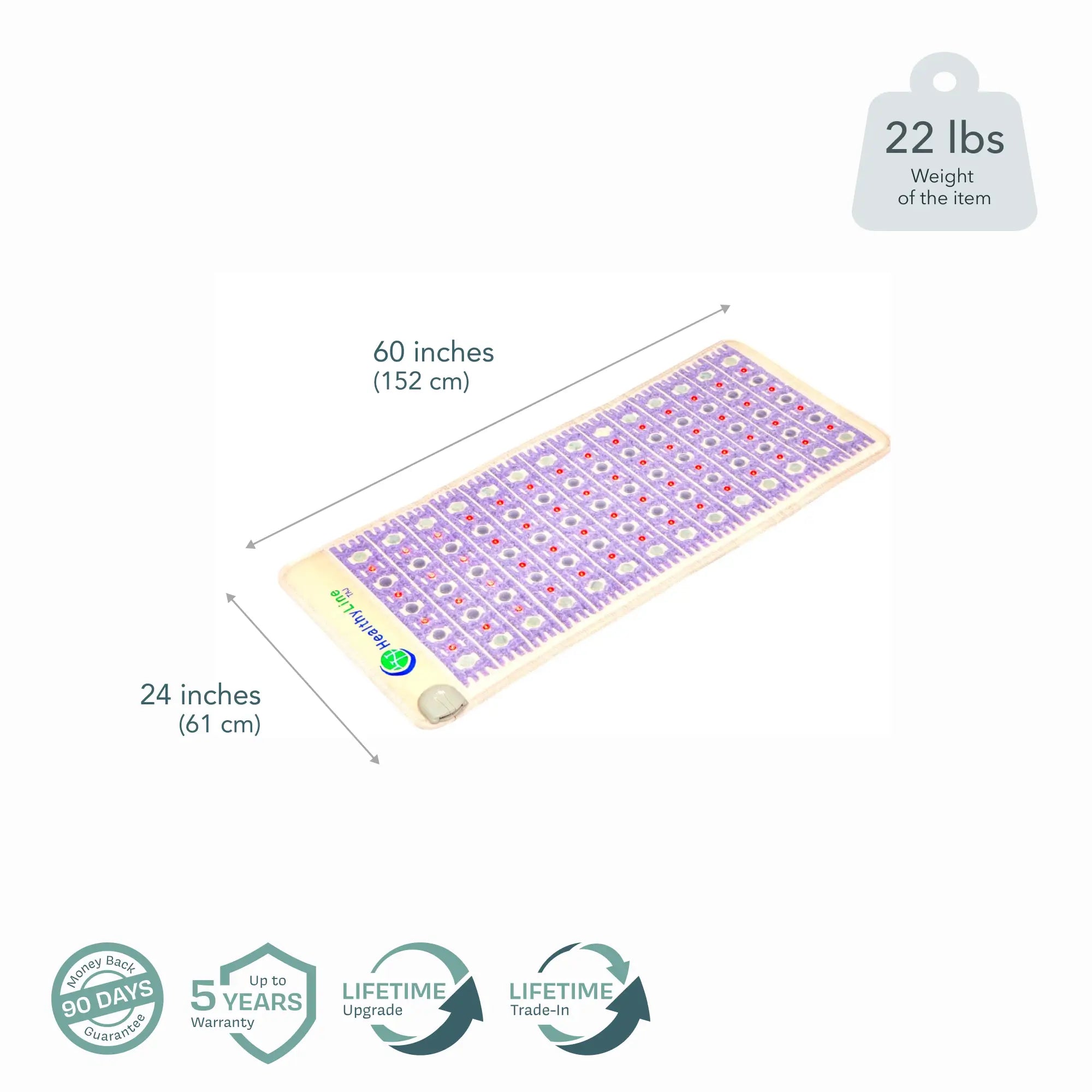 HealthyLine TAJ Series PEMF Far Infrared Heating Pad, 72x24-inch heating mat with infrared therapy for pain relief and relaxation.