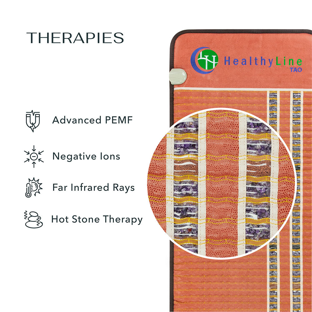 HealthyLine TAO Series PEMF Far Infrared Heating Mat, 18x18-inch heating pad with infrared therapy and PEMF technology.