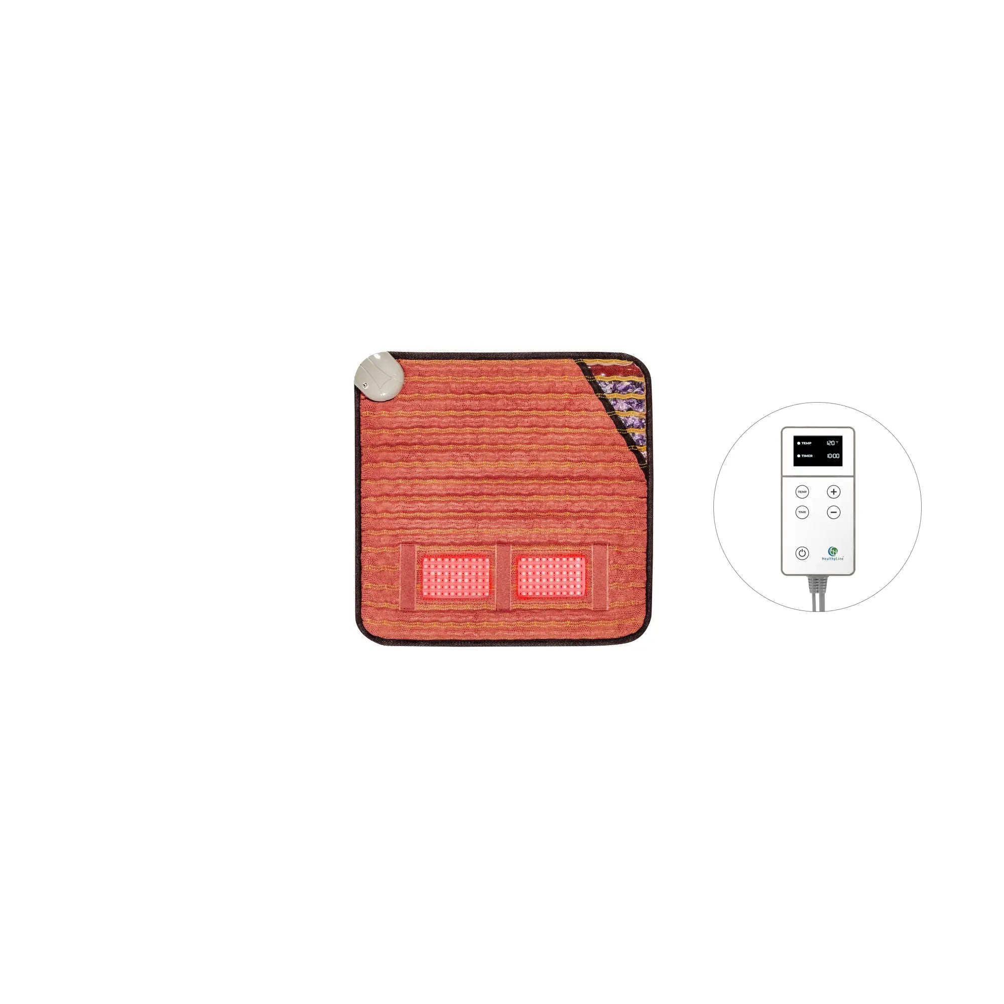 HealthyLine TAO Series PEMF Far Infrared Heating Mat, 18x18-inch heating pad with infrared technology for pain relief and relaxation.