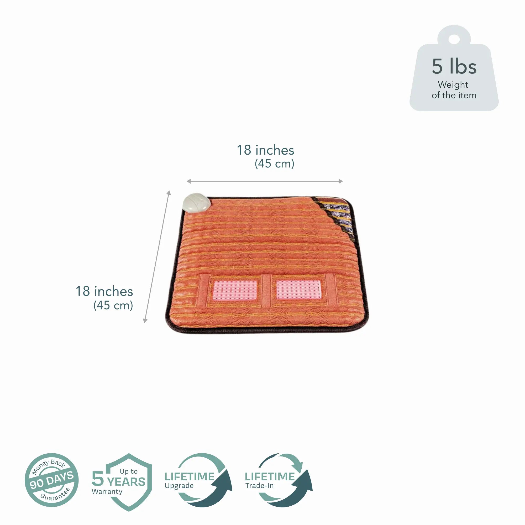 HealthyLine TAO Series PEMF Far Infrared Heating Mat, 18x18 inch heating pad with infrared therapy for pain relief and relaxation.