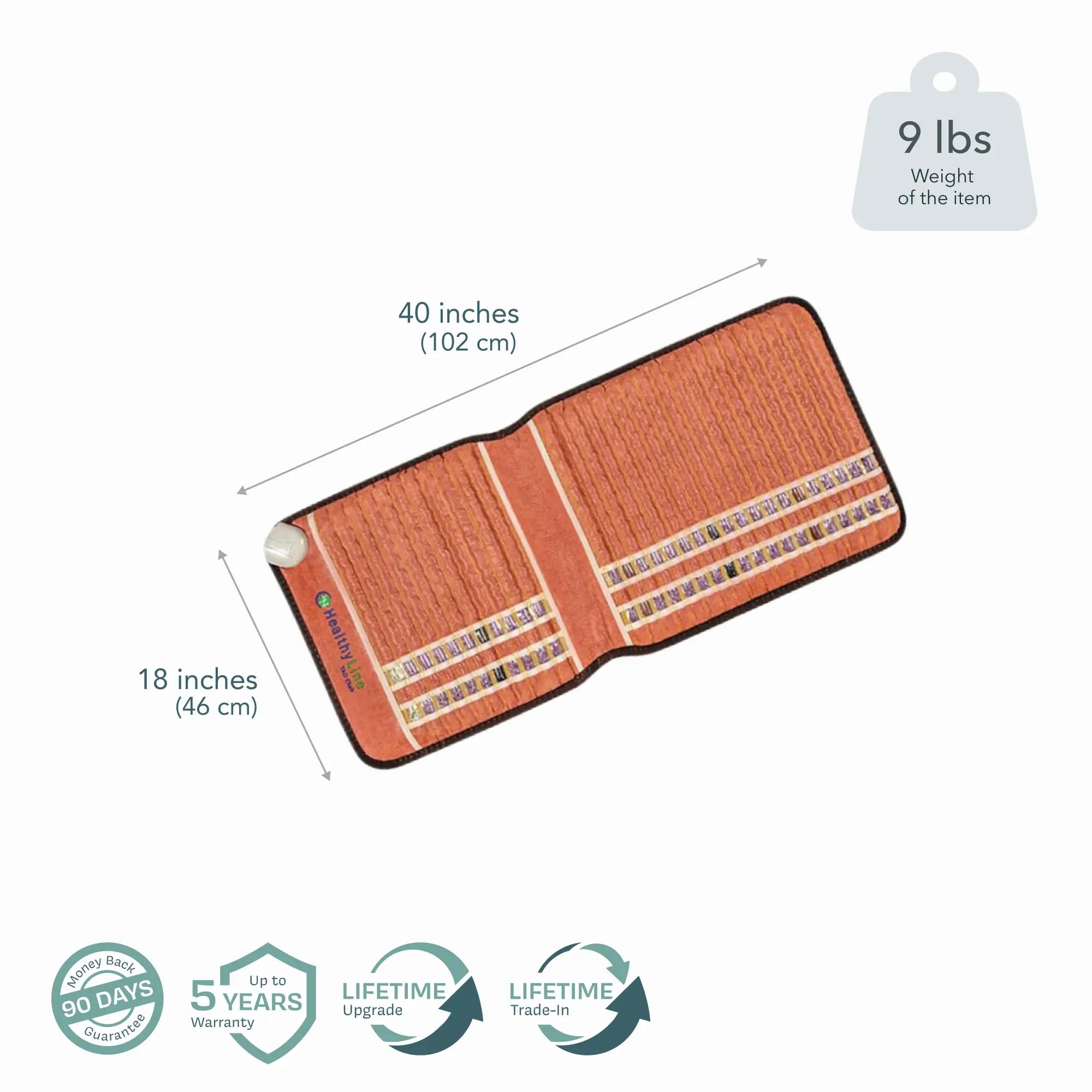 HealthyLine TAO Series PEMF Far Infrared Heating Mat, 18x18-inch heating pad with infrared and PEMF therapy features.