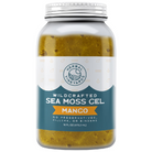 Herbal Vineyards mango sea moss gel in a clear jar, showcasing the vibrant orange gel inside. Natural and fresh appearance.