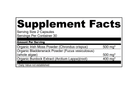 Herbal Vineyards organic sea moss, bladderwrack, and burdock root capsules in a bottle with supplement facts label.