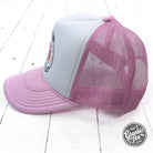 Foam trucker cap featuring the "Hookin' Ain't Easy" graphic logo by The Graphic Tee, with a structured brim and mesh back.