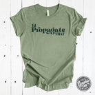 Heather sage short sleeve graphic tee by The Graphic Tee featuring a stylish design on a casual crewneck shirt.