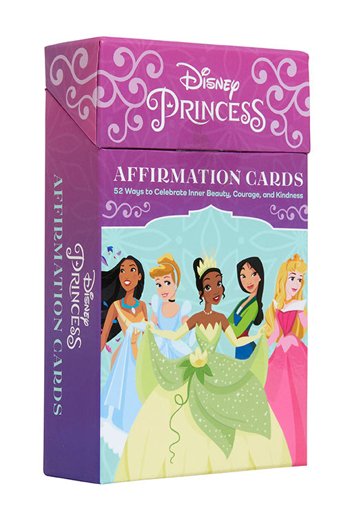 Disney Princess affirmation card deck by Insight Editions featuring colorful cards with inspiring messages and princess illustrations.