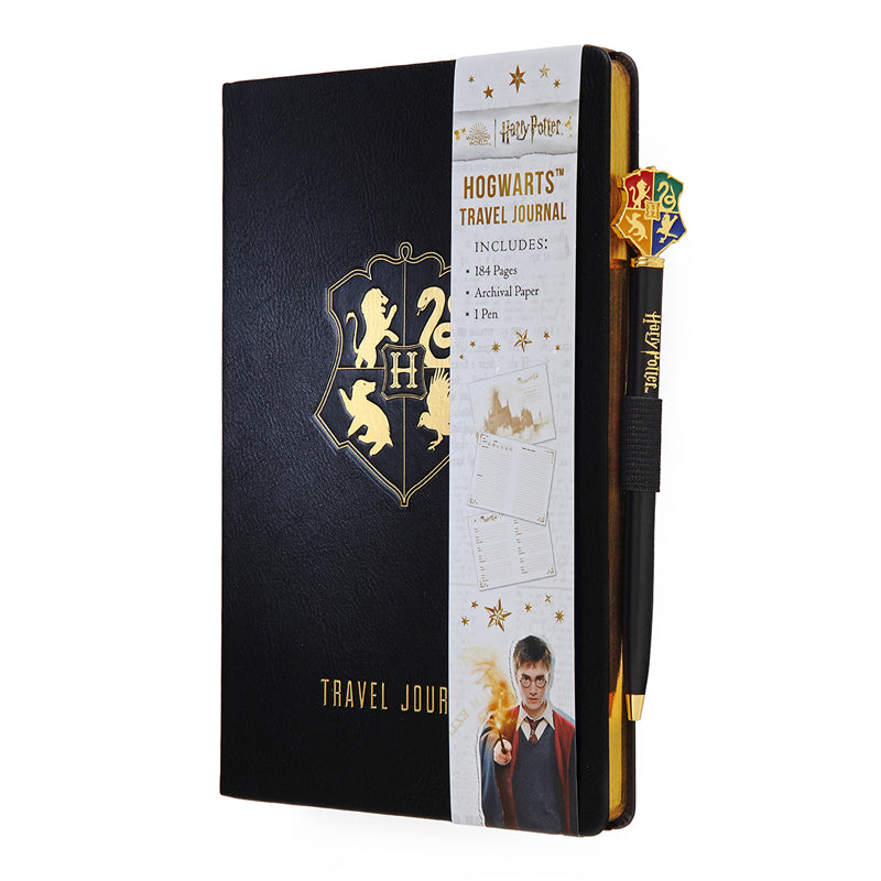 Flexibound Harry Potter Hogwarts Travel Journal with Pen by Insight Editions, featuring magical cover design and lined pages inside.