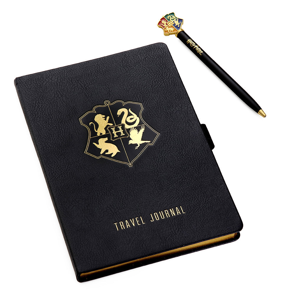 Harry Potter Hogwarts travel journal with pen, flexible cover, featuring wizarding world design, by Insight Editions.