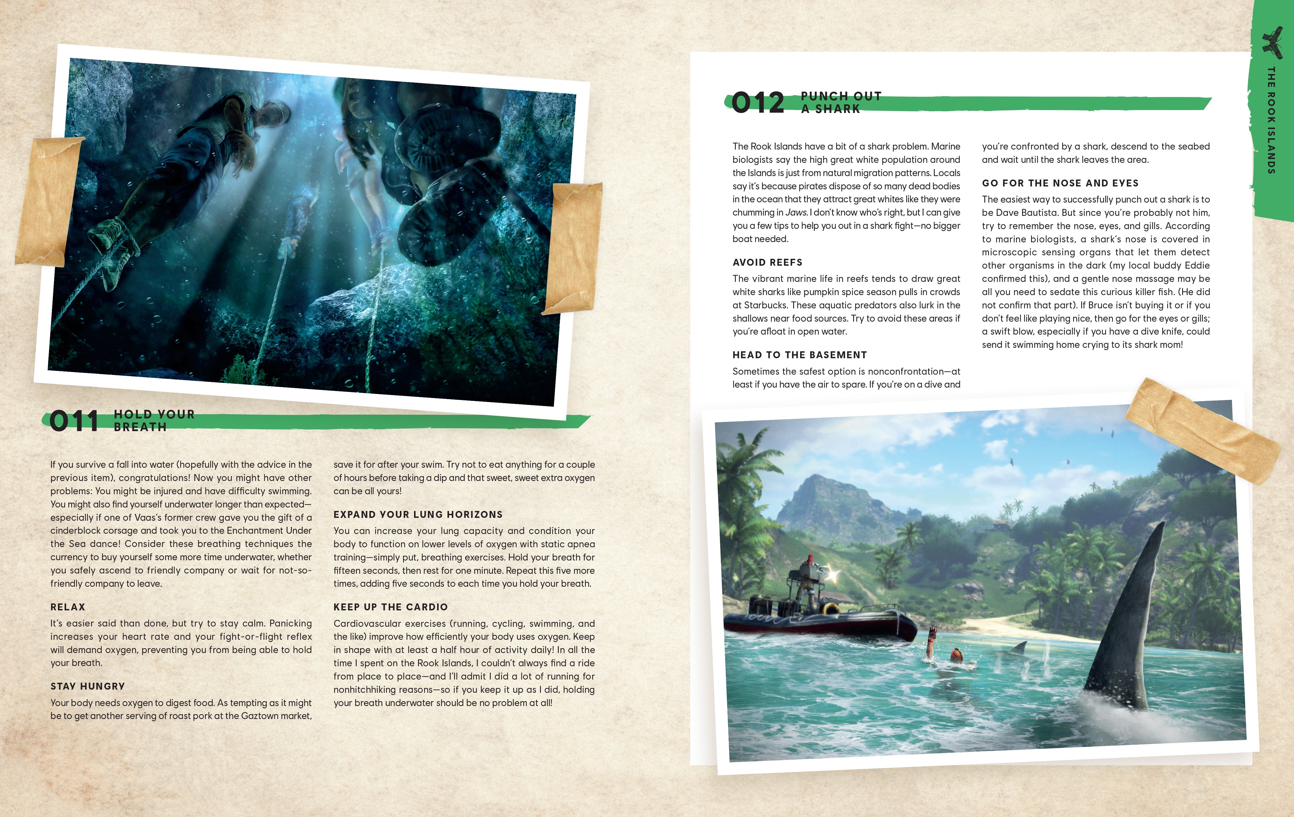 Flexibound copy of The Official Far Cry Survival Manual by Insight Editions showing the book cover with rugged design elements.