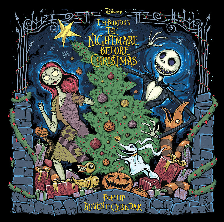 Hardbound The Nightmare Before Christmas pop-up book and advent calendar by Insight Editions, featuring spooky holiday illustrations.