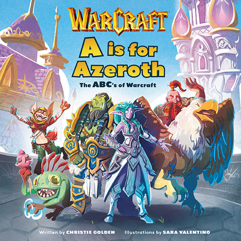 Hardcover book titled "A is for Azeroth" by Insight Editions, featuring colorful fantasy-themed cover art.