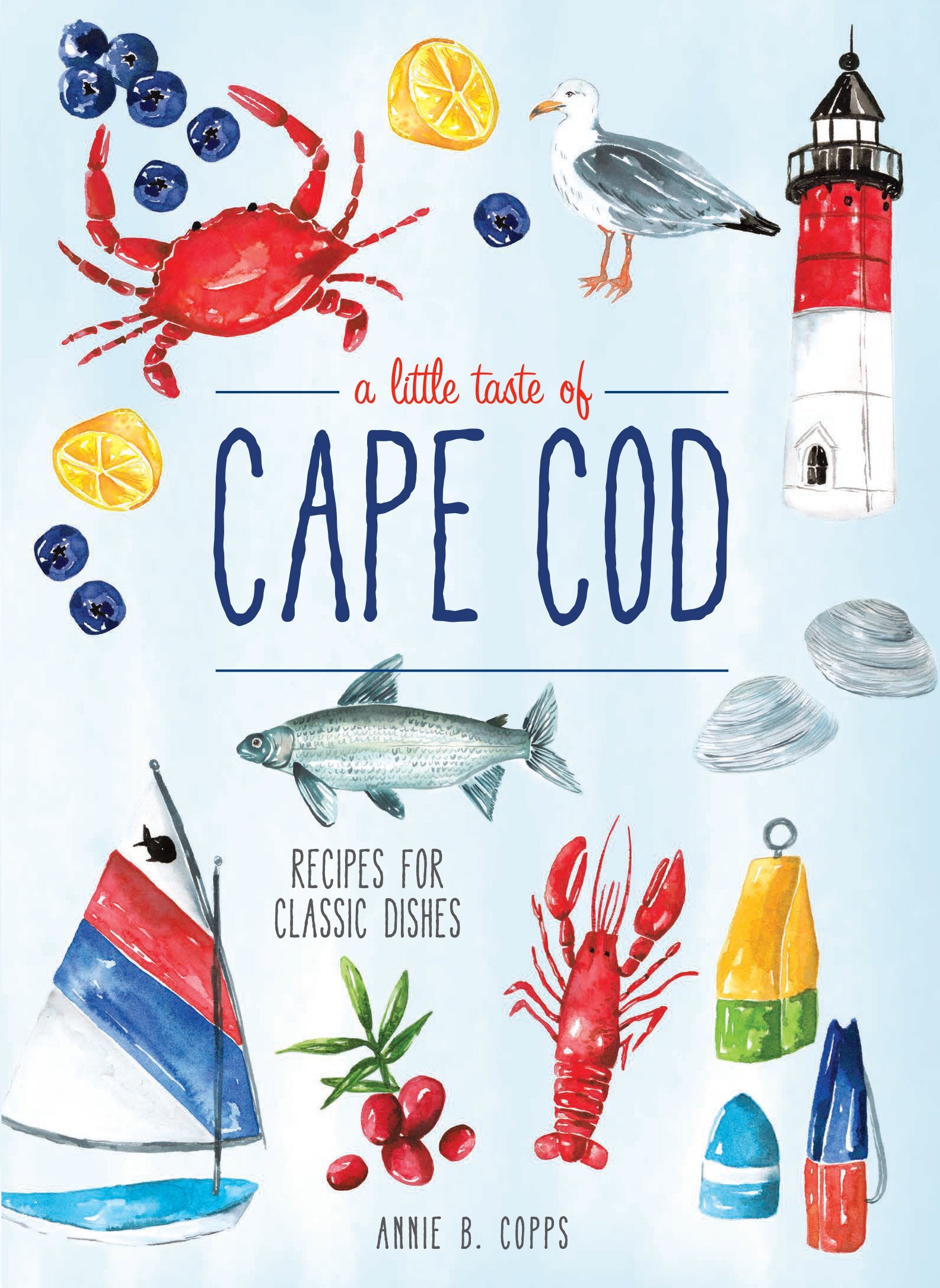 Hardcover book titled "A Little Taste of Cape Cod" by Insight Editions, featuring images and recipes of Cape Cod cuisine.