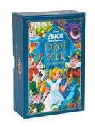 Hardcover Alice in Wonderland Tarot Deck and Guidebook by Insight Editions, featuring whimsical illustrations and mystical symbols.
