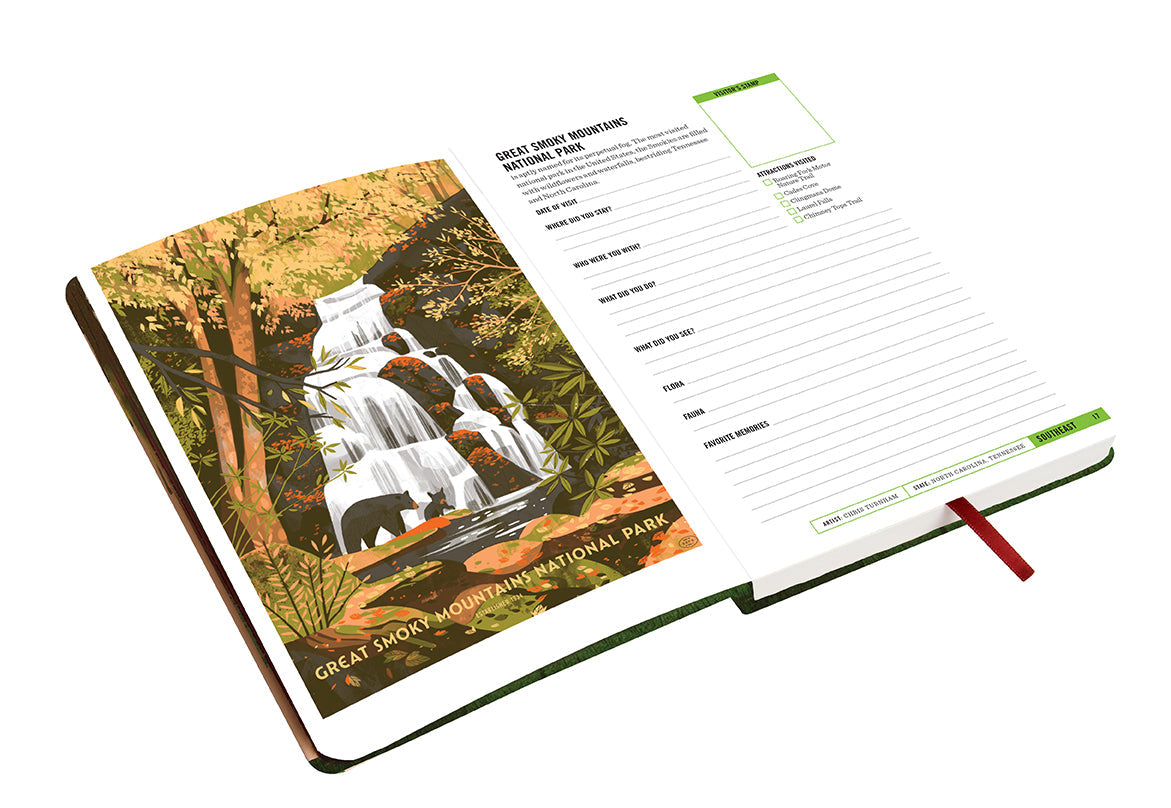 Hardcover Art of the National Parks Park-Lover's Journal by Insight Editions with scenic park images on the cover.