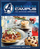 Hardcover of Avengers Campus: The Official Cookbook by Insight Editions featuring colorful Marvel-themed cover art.