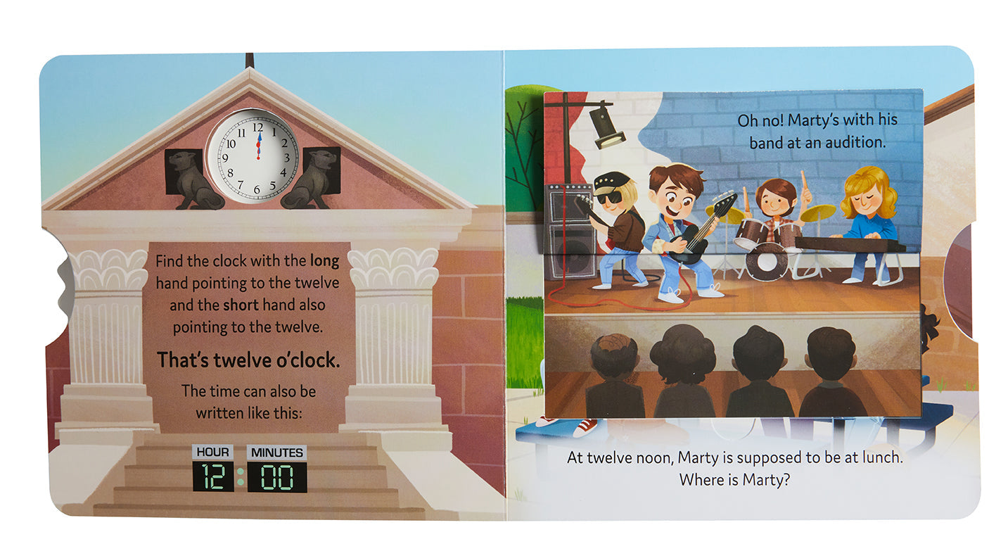 Hardcover book titled "Back to the Future: Telling Time with Marty McFly" by Insight Editions, featuring Marty McFly on the cover.