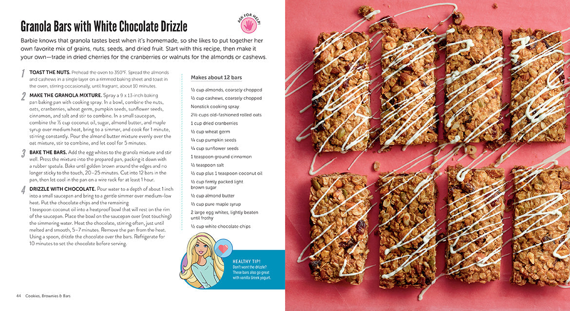 Hardcover book titled "Barbie Bakes!" by Insight Editions featuring colorful illustrations of Barbie baking and desserts.