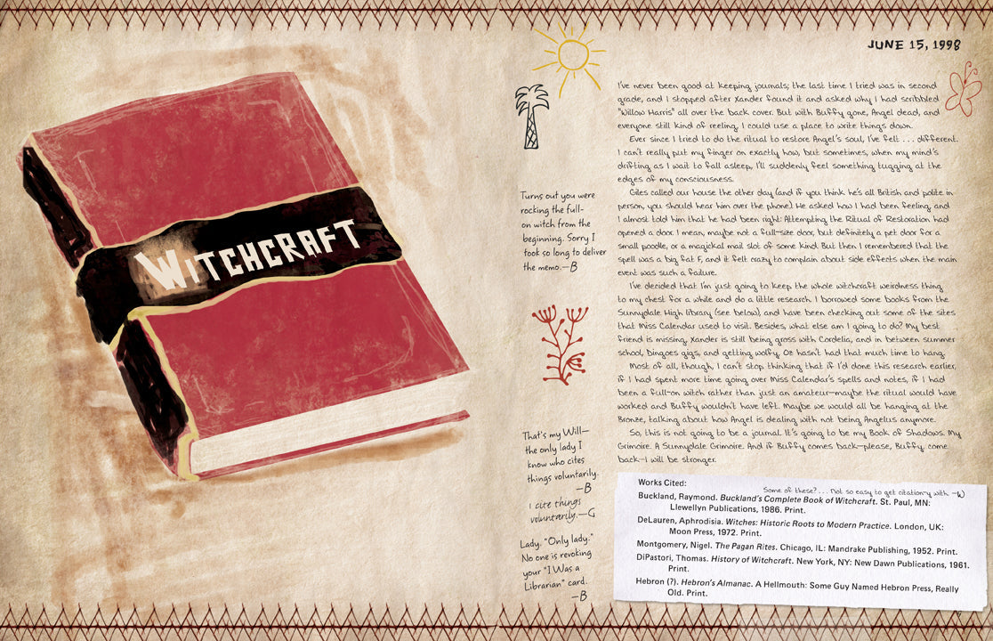Hardcover of Buffy the Vampire Slayer: The Official Grimoire by Insight Editions, featuring mystical illustrations and detailed text.