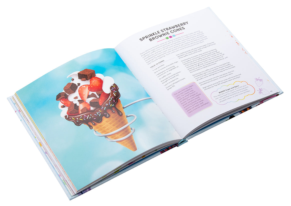 Hardcover of Candy Land: The Official Cookbook by Insight Editions featuring colorful Candy Land themed illustrations.