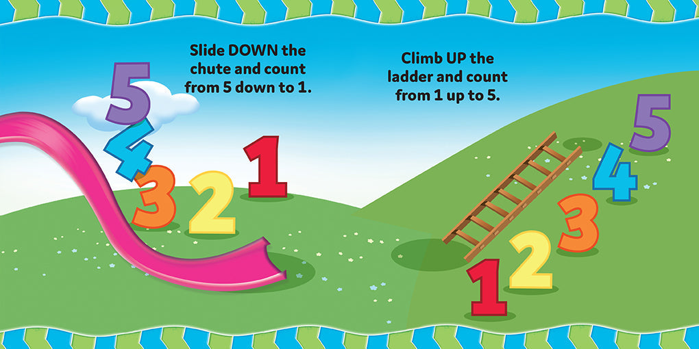 Hardcover Chutes and Ladders: Counting Up and Down game book by Insight Editions, featuring colorful illustrations and game elements.