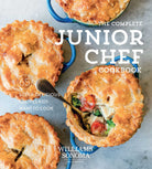 Hardcover Complete Junior Chef Cookbook by Insight Editions showing colorful recipes and cooking tips for kids.
