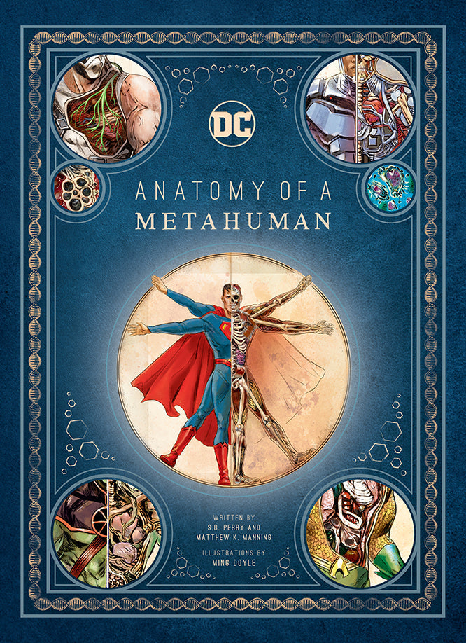 Hardcover of DC Comics: Anatomy of a Metahuman by Insight Editions, featuring detailed illustrations of metahuman characters.