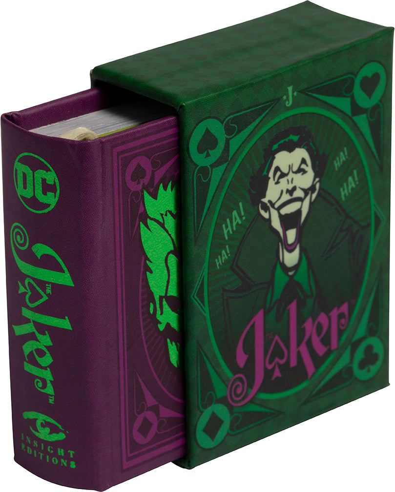 Hardcover book titled "DC Comics: The Joker: Quotes from the Clown Prince of Crime" by Insight Editions, featuring Joker artwork.