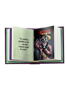 Hardcover book titled "DC Comics: The Joker - Quotes from the Clown Prince of Crime" featuring Joker illustrations and quotes.