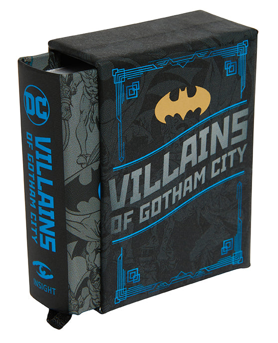 Hardcover book titled DC Comics Villains of Gotham City by Insight Editions, featuring illustrations of iconic Gotham villains.